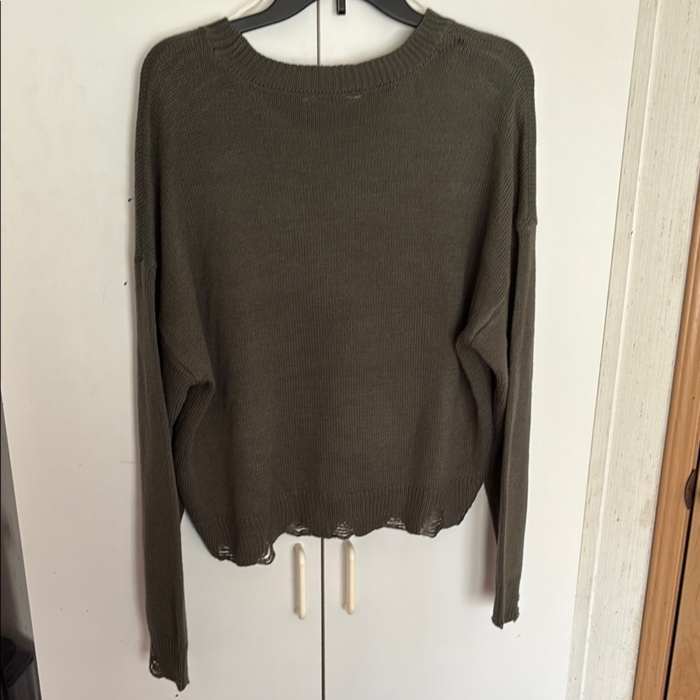 Olive Green Sweater with Mushroom Design - Picture 4 of 4
